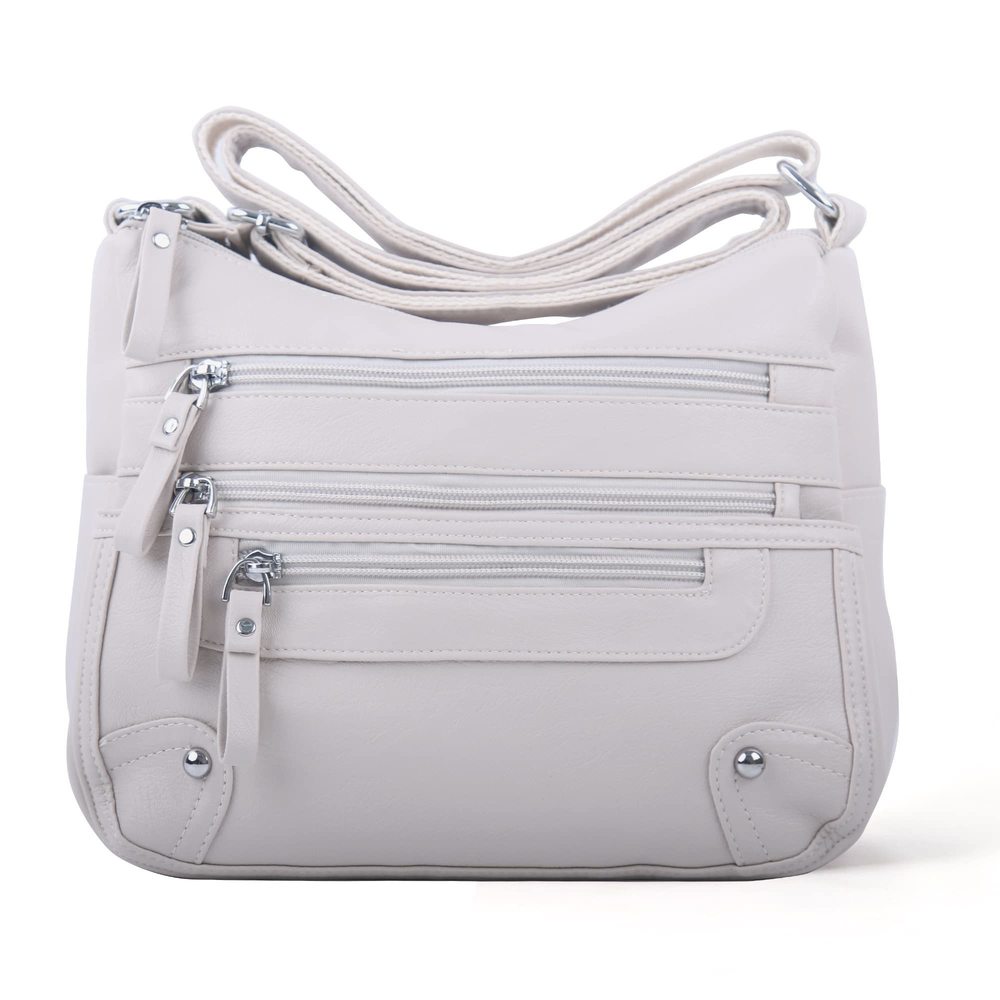 Medium Lightweight Crossbody Satchel with 10 Pockets, Multi-Functional